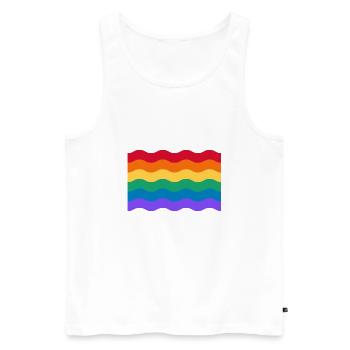Drapeau ondulé de la fierté gaie arc-en-ciel - Débardeur bio Premium Homme - blanc - Devant - AI Model Male 178 light (178cm)