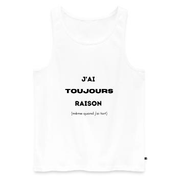 J ai toujours raison - Débardeur bio Premium Homme - blanc - Devant - AI Model Male 178 light (178cm)