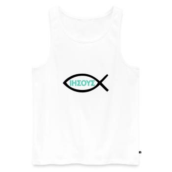 Jésus-Christ Poisson Christ Symbole du christianisme - Débardeur bio Premium Homme - blanc - Devant - Michal (187cm)