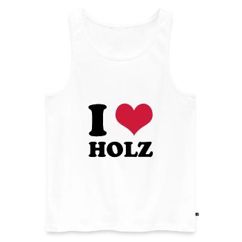 I Love Holz - Männer Premium Bio Tank Top - Weiß - Vorne - Michal (187cm)