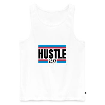HUSTLE 24/7 - Männer Premium Bio Tank Top - Weiß - Vorne - Michal (187cm)