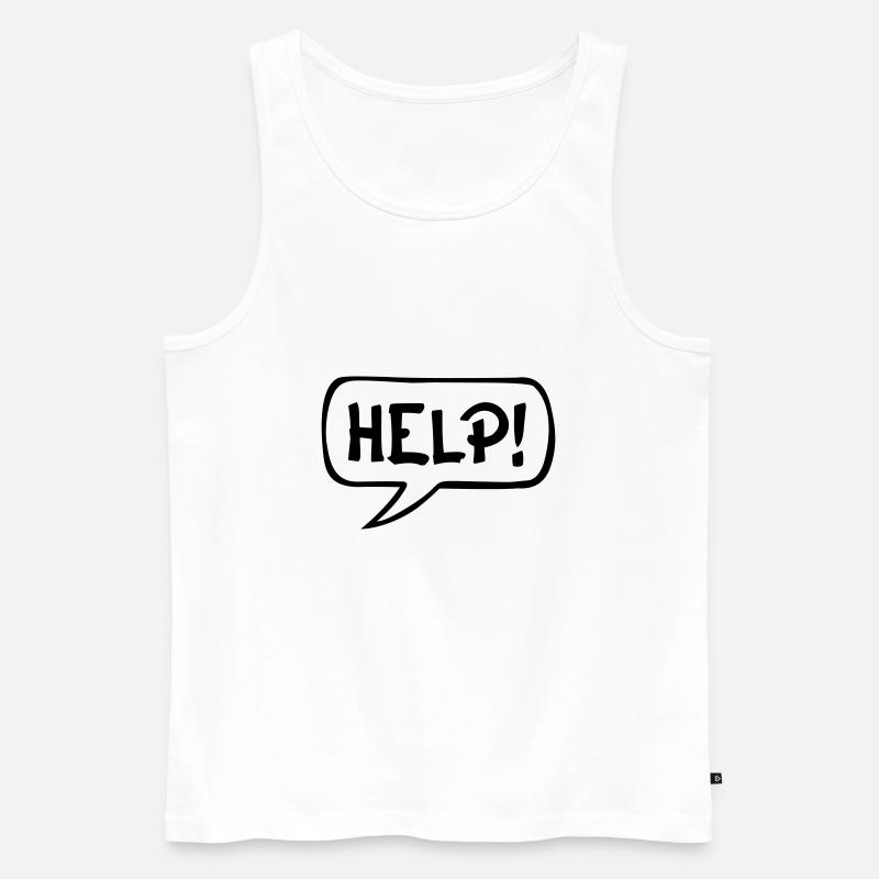 Comic Sprechblase HELP - Männer Premium Bio Tank Top - Weiß