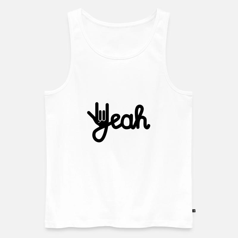Yeah - Männer Premium Bio Tank Top - Weiß