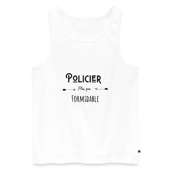 Policier plus que formidable humour citation - Débardeur bio Premium Homme - blanc - Devant - Michal (187cm)