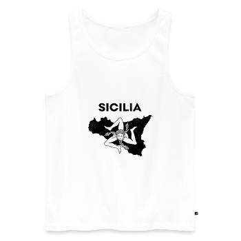 Sicilia Karte Palermo Italienisch Wappen Sizilien - Männer Premium Bio Tank Top - Weiß - Vorne - AI Model Male 178 light (178cm)