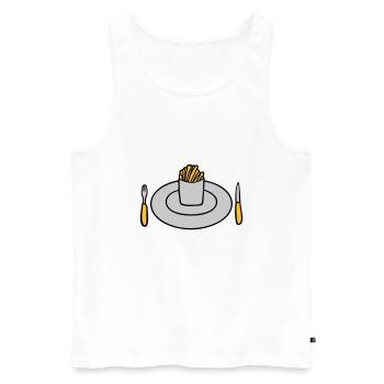 Teller Pommes Frites - Männer Premium Bio Tank Top - Weiß - Vorne - AI Model Male 178 light (178cm)