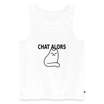 chat alors - Débardeur bio Premium Homme - blanc - Devant - AI Model Male 178 light (178cm)