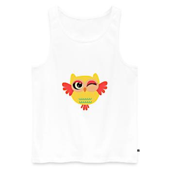 Das Zwinkern der Clea-Eule - Männer Premium Bio Tank Top - Weiß - Vorne - AI Model Male 178 light (178cm)