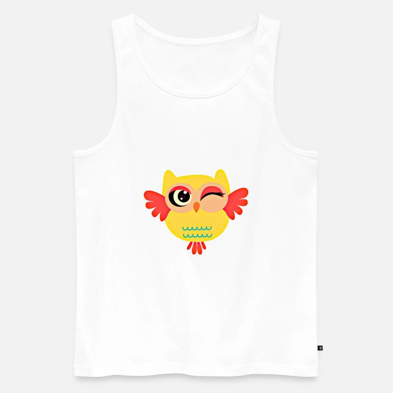 Das Zwinkern der Clea-Eule - Männer Premium Bio Tank Top - Weiß