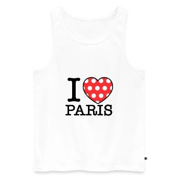 J'aime Paris | I Heart Paris - Débardeur bio Premium Homme - blanc - Devant - Michal (187cm)