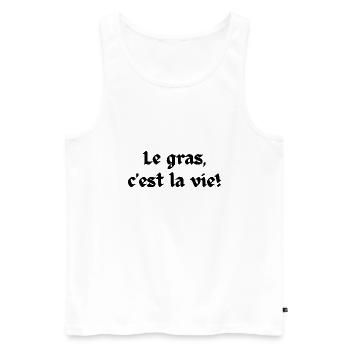 Le gras c'est la vie - Débardeur bio Premium Homme - blanc - Devant - AI Model Male 178 light (178cm)