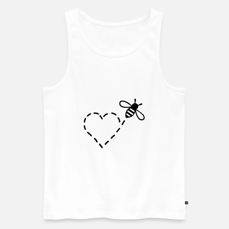 Biene mit Herz-Flugbahn - Männer Premium Bio Tank Top - Weiß