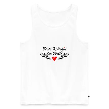 Beste Kollegin der Welt Herz - Männer Premium Bio Tank Top - Weiß - Vorne - Michal (187cm)