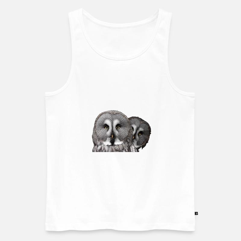 Zwei Eulenköpfe - Männer Premium Bio Tank Top - Weiß