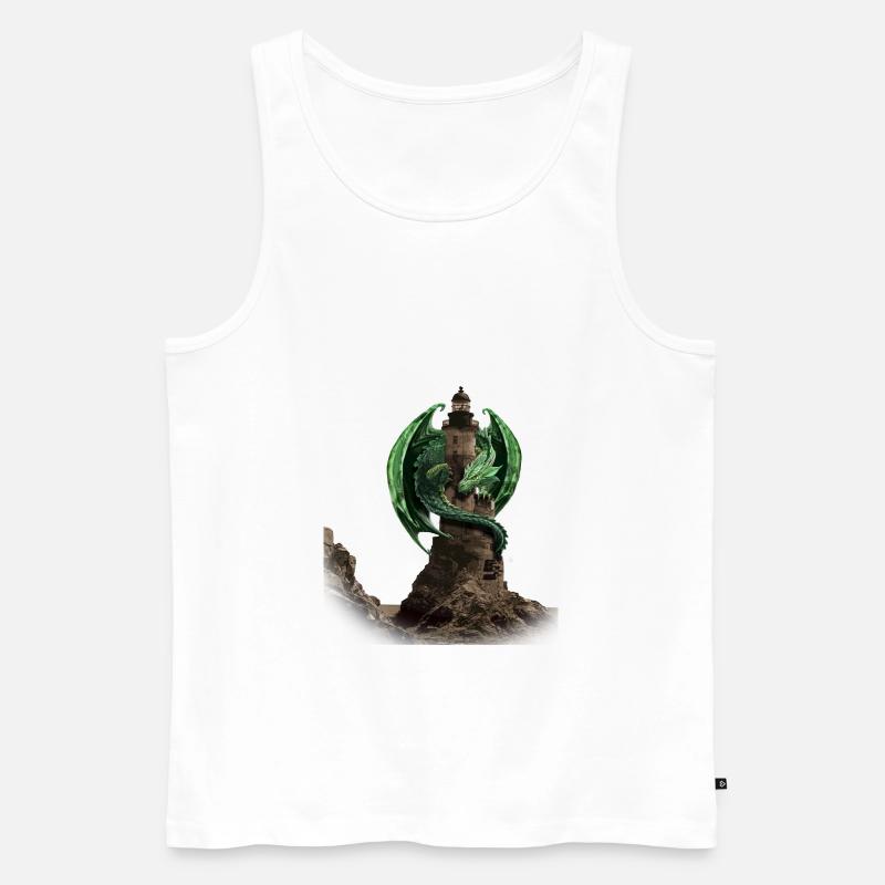 Drachen Leuchtturm von Custom - Männer Premium Bio Tank Top - Weiß