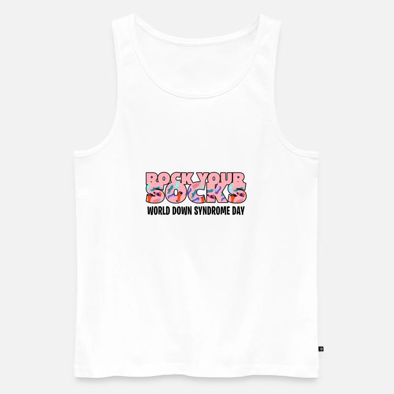 Rock Your Socks Down-Syndrom - Männer Premium Bio Tank Top - Weiß