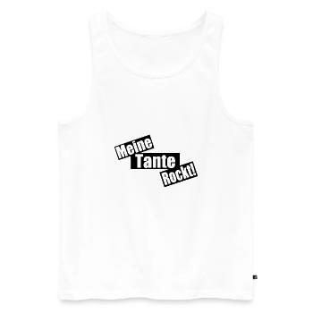 meine Tante rockt - Männer Premium Bio Tank Top - Weiß - Vorne - AI Model Male 178 light (178cm)