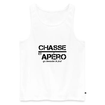 chasse et apéro - Débardeur bio Premium Homme - blanc - Devant - Michal (187cm)