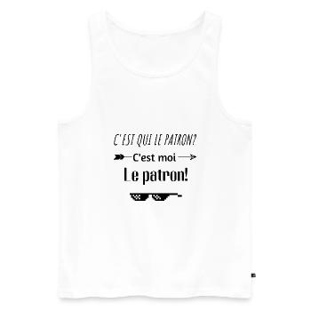 C'est qui le patron C'est moi le patron humour - Débardeur bio Premium Homme - blanc - Devant - AI Model Male 178 light (178cm)