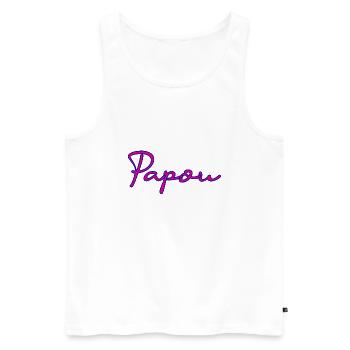 PAPOU. PAPA. FÊTE DES PÈRES. BONNE FÊTE PAPA - Débardeur bio Premium Homme - blanc - Devant - Michal (187cm)