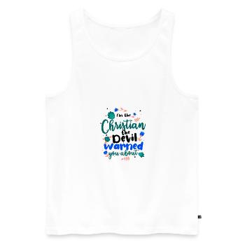 Christian the Devil Warned You About Christian - Men's Premium Organic Tank Top - white - Front - Michal (187cm)