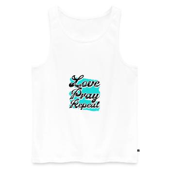 Christianity Gift Love Pray Repeat Christian Gift - Men's Premium Organic Tank Top - white - Front - AI Model Male 178 light (178cm)