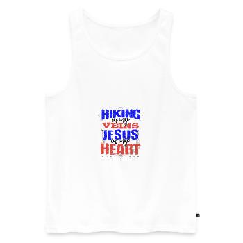 Hiker Gift Hiking is in My Veins Jesus is in My - Men's Premium Organic Tank Top - white - Front - Michal (187cm)