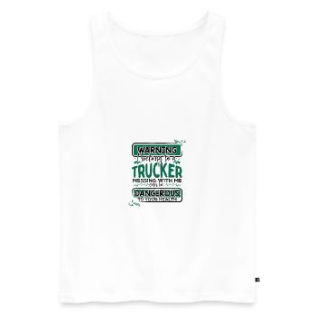 Truckers Frau Geschenke Warnung gehören einem Trucker - Männer Premium Bio Tank Top - Weiß - Vorne - Michal (187cm)