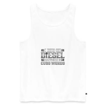 Truck Driver Gift Run on Deisel Caffeine Cuss - Men's Premium Organic Tank Top - white - Front - Michal (187cm)