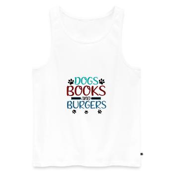 Reader Gifts Chiens Livres et Burgers Dog Lover - Débardeur bio Premium Homme - blanc - Devant - Michal (187cm)