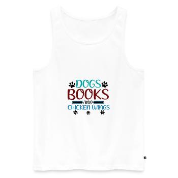 Book Lover Gift Dogs Livres et Chicken Wings Cadeaux - Débardeur bio Premium Homme - blanc - Devant - AI Model Male 178 light (178cm)