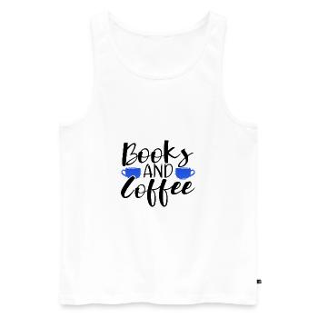 Coffee Lover Gift Books and Coffee Gift - Men's Premium Organic Tank Top - white - Front - AI Model Male 178 light (178cm)