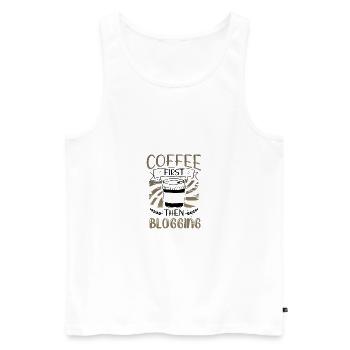 Blogger Cadeaux Café d’abord, puis Cadeaux de blogs - Débardeur bio Premium Homme - blanc - Devant - Michal (187cm)