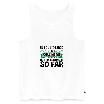 Intelligence sarcastique me poursuivant en le battant si bien - Débardeur bio Premium Homme - blanc - Devant - Michal (187cm)