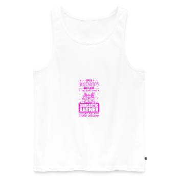 Mürrische alte Dame sarkastische Antwort auf dumm - Männer Premium Bio Tank Top - Weiß - Vorne - Michal (187cm)