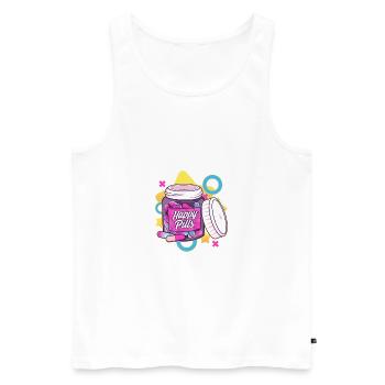 Bunte und lustige glückliche Pillen Sarkasmus Humor Geschenk - Männer Premium Bio Tank Top - Weiß - Vorne - Michal (187cm)