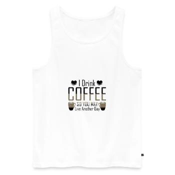Coffe Addict Je bois du café pour que tu puisses vivre - Débardeur bio Premium Homme - blanc - Devant - AI Model Male 178 light (178cm)