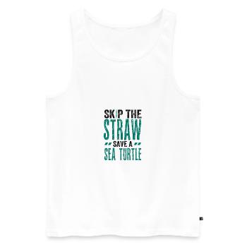 Meeresschutzgeschenk Überspringen Sie einen Strohhalm Retten Sie ein Meer - Männer Premium Bio Tank Top - Weiß - Vorne - AI Model Male 178 light (178cm)