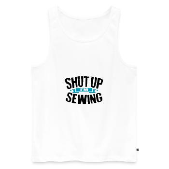 Couturière Cadeau Tais-toi Je couds Quilting Humour - Débardeur bio Premium Homme - blanc - Devant - Michal (187cm)