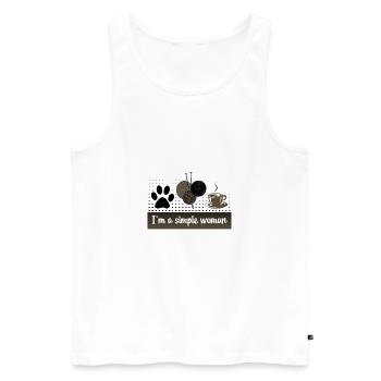 Cadeau Tricoteur Je suis une femme simple cadeau chien chat - Débardeur bio Premium Homme - blanc - Devant - Michal (187cm)