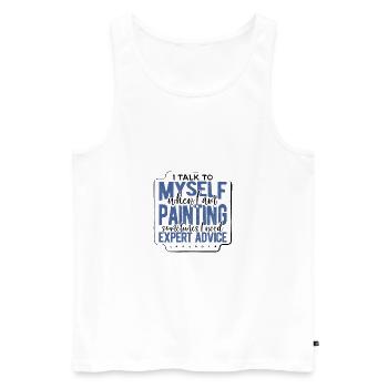 Maler Geschenk Sprich mit mir selbst, wenn Malerei braucht - Männer Premium Bio Tank Top - Weiß - Vorne - Michal (187cm)