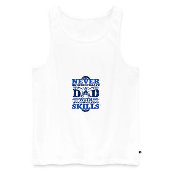 Les cadeaux pour le travail du bois ne sous-estiment jamais papa - Débardeur bio Premium Homme - blanc - Devant - AI Model Male 178 light (178cm)