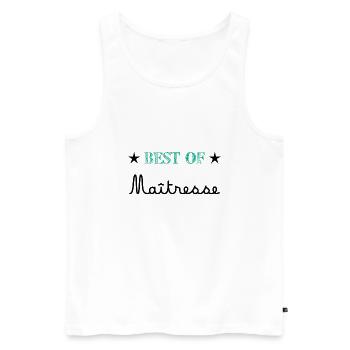 MAÎTRESSE. MAITRE. MERCI. MERCI MAÎTRESSE. ECOLE - Débardeur bio Premium Homme - blanc - Devant - Michal (187cm)