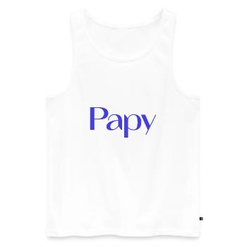 PAPY. BONNE FÊTE PAPA. PAPA. FÊTE DES PÈRES. PÈRE. - Débardeur bio Premium Homme - blanc - Devant - Michal (187cm)