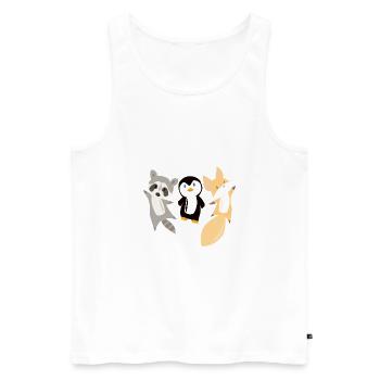 Raccoon pingouin renard animaux drôles pour les enfants - Débardeur bio Premium Homme - blanc - Devant - Michal (187cm)