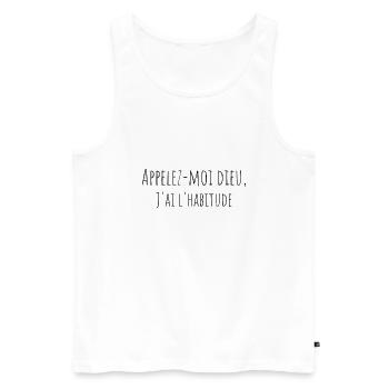 Appelez-moi dieu, j'ai l'habitude - Débardeur bio Premium Homme - blanc - Devant - AI Model Male 178 light (178cm)