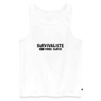 Survivaliste en mode survie - Débardeur bio Premium Homme - blanc - Devant - AI Model Male 178 light (178cm)