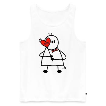 Saint-Valentin Histoire d’amour Garçon avec cœur Je t’aime - Débardeur bio Premium Homme - blanc - Devant - Michal (187cm)