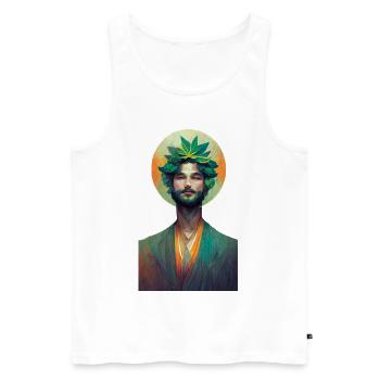 Smoking Jesus 2 - Männer Premium Bio Tank Top - Weiß - Vorne - Michal (187cm)