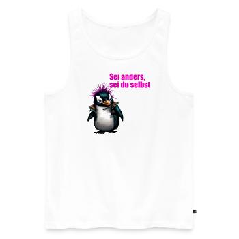 Sei Anders, Sei du Selbst PenguPunk - Männer Premium Bio Tank Top - Weiß - Vorne - AI Model Male 178 light (178cm)